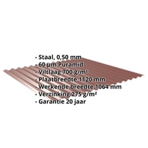 Golfplaat 18/1064 | Dak | Anti-Drup 700 g/m² | Staal 0,50 mm | 60 µm Puramid | 8012 - Roodbruin #2