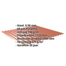 Golfplaat 18/1064 | Dak | Anti-Drup 700 g/m² | Staal 0,50 mm | 60 µm Puramid | 8004 - Koperbruin #2