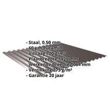 Golfplaat 18/1064 | Dak | Anti-Drup 700 g/m² | Staal 0,50 mm | 60 µm Puramid | 8017 - Chocoladebruin #2