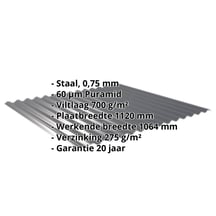 Golfplaat 18/1064 | Dak | Anti-Drup 700 g/m² | Staal 0,75 mm | 60 µm Puramid | 7016 - Antracietgrijs #2