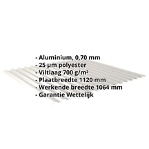 Golfplaat 18/1064 | Dak | Anti-Drup 700 g/m² | Aluminium 0,70 mm | 25 µm Polyester | 9006 - Zilver-Metallic #2