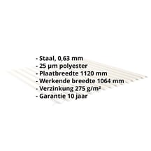 Golfplaat 18/1064 | Dak | Staal 0,63 mm | 25 µm Polyester | 9010 - Zuiverwit #2