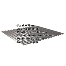 Golfplaat 18/1064 | Dak | Staal 0,75 mm | 25 µm Polyester | 8017 - Chocoladebruin #2