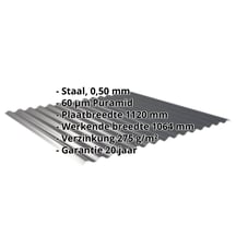 Golfplaat 18/1064 | Dak Staal 0,50 mm | 60 µm Puramid | 7016 - Antracietgrijs Golfplaat 18/1064 | Dak | Staal 0,50 mm | 60 µm Puramid | 7016 - Antracietgrijs #2