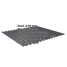 Golfplaat 18/1064 | Dak Staal 0,50 mm | 80 µm Shimoco | 7016 - Antracietgrijs Golfplaat 18/1064 | Dak | Staal 0,50 mm | 80 µm Shimoco | 7016 - Antracietgrijs #2