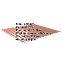 Golfplaat 18/1064 | Gevel | Restpartij | Staal 0,40 mm | 25 µm Polyester | 8004 - Koperbruin #2