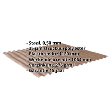 Golfplaat 18/1064 | Gevel | Staal 0,50 mm | 35 µm Structuurpolyester | Houtlook - Eiken #2