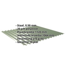 Golfplaat 18/1064 | Gevel | Staal 0,50 mm | 25 µm Polyester | 6011 - Resedagroen #2