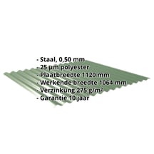 Golfplaat 18/1064 | Gevel | Staal 0,50 mm | 25 µm Polyester | 6002 - Loofgroen #2