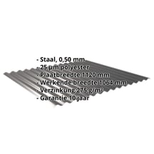 Golfplaat 18/1064 | Gevel | Staal 0,50 mm | 25 µm Polyester | 9005 - Gitzwart #2