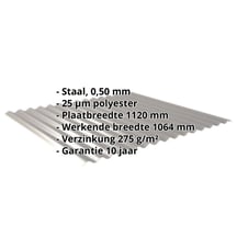 Golfplaat 18/1064 | Gevel | Staal 0,50 mm | 25 µm Polyester | 9007 - Grijs aluminiumkleurig #2