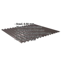 Golfplaat 18/1064 | Gevel | Staal 0,50 mm | 35 µm Mattpolyester | 32 - Donkerbruin #2