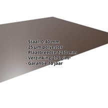 Vlakke plaat | Restpartij | Staal 0,40 mm | 25 µm Polyester | 8014 - Sepiabruin #2