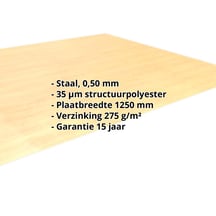 Vlakke plaat | Staal 0,50 mm | 35 µm Structuurpolyester | Houtlook - Ahorn #2