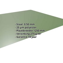 Vlakke plaat | Staal 0,50 mm | 25 µm Polyester | 6011 - Resedagroen #2