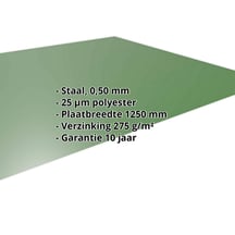 Vlakke plaat | Staal 0,50 mm | 25 µm Polyester | 6002 - Loofgroen #2