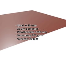 Vlakke plaat | Staal 0,50 mm | 25 µm Polyester | 8012 - Roodbruin #2