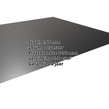 Vlakke plaat | Staal 0,50 mm | 25 µm Polyester | 9005 - Gitzwart #2