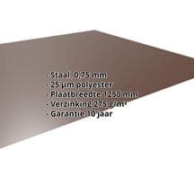 Vlakke plaat | Staal 0,75 mm | 25 µm Polyester | 8011 - Notenbruin #2