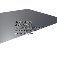 Vlakke plaat | Staal 0,50 mm | 60 µm Puramid | 7016 - Antracietgrijs #2