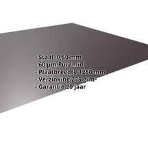 Vlakke plaat | Staal 0,50 mm | 60 µm Puramid | 8017 - Chocoladebruin #2