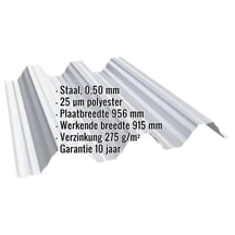 Warmdakplaat T92P | Dak | Staal 0,50 mm | 25 µm Polyester | 7035 - Lichtgrijs #2