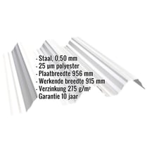 Warmdakplaat T92P | Dak | Staal 0,50 mm | 25 µm Polyester | 9010 - Zuiverwit #2