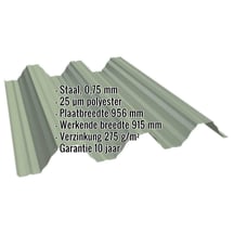 Warmdakplaat T92P | Dak | Staal 0,75 mm | 25 µm Polyester | 6011 - Resedagroen #2