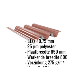 Warmdakplaat TP104 | Dak | Staal 0,75 mm | 25 µm Polyester | 8012 - Roodbruin #2