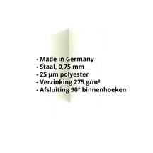 Binnenhoek | 100 x 100 x 2000 mm | Staal 0,75 mm | 25 µm Polyester | 9002 - Grijswit #2