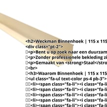 Binnenhoek | 115 x 115 x 2000 mm | Staal 0,50 mm | 25 µm Polyester | 1015 - Licht ivoorkleurig #2