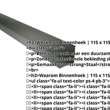 Binnenhoek | 115 x 115 x 2000 mm | Staal 0,50 mm | 25 µm Polyester | 6020 - Chroomoxydegroen #2