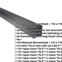 Binnenhoek | 115 x 115 x 2000 mm | Staal 0,50 mm | 25 µm Polyester | 7016 - Antracietgrijs #2