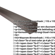 Binnenhoek | 115 x 115 x 2000 mm | Staal 0,50 mm | 25 µm Polyester | 8014 - Sepiabruin #2