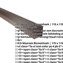 Binnenhoek | 115 x 115 x 2000 mm | Staal 0,50 mm | 25 µm Polyester | 8011 - Notenbruin #2