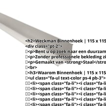Binnenhoek | 115 x 115 x 2000 mm | Staal 0,50 mm | 25 µm Polyester | 9002 - Grijswit #2