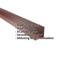 Binnenhoek | 115 x 115 x 2000 mm | Staal 0,63 mm | 25 µm Polyester | 8012 - Roodbruin #2