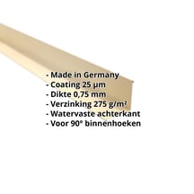 Binnenhoek | 115 x 115 x 2000 mm | Staal 0,75 mm | 25 µm Polyester | 1015 - Licht ivoorkleurig #2