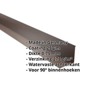 Binnenhoek | 115 x 115 x 2000 mm | Staal 0,75 mm | 25 µm Polyester | 8011 - Notenbruin #2