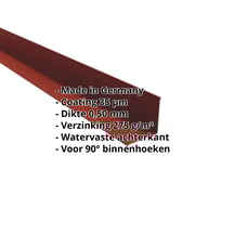Binnenhoek | 115 x 115 x 2000 mm | Staal 0,50 mm | 35 µm Mattpolyester | 29 - Rood #2