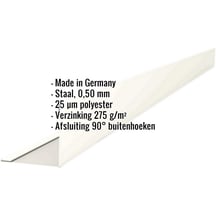 Buitenhoek | 100 x 100 x 3000 mm | Staal 0,50 mm | 25 µm Polyester | 9002 - Grijswit #2