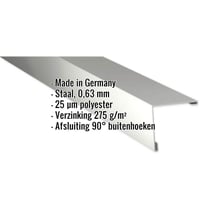 Buitenhoek | 11,5 x 11,5 cm | Staal 0,63 mm | 25 µm Polyester | 9002 - Grijswit #2