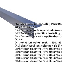 Buitenhoek | 115 x 115 mm | Staal 0,50 mm | 25 µm Polyester | 5010 - Gentiaanblauw #2