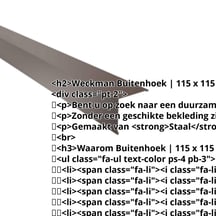 Buitenhoek | 115 x 115 mm | Staal 0,50 mm | 25 µm Polyester | 8014 - Sepiabruin #2