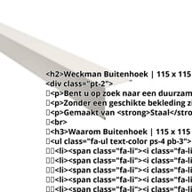 Buitenhoek | 115 x 115 mm | Staal 0,50 mm | 25 µm Polyester | 9010 - Zuiverwit #2