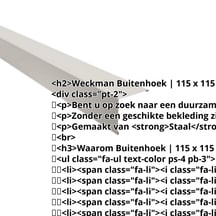 Buitenhoek | 115 x 115 mm | Staal 0,50 mm | 25 µm Polyester | 9002 - Grijswit #2