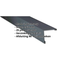 Buitenhoek | 115 x 115 mm | Staal 0,63 mm | 25 µm Polyester | 7016 - Antracietgrijs #2