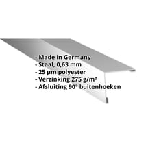 Buitenhoek | 115 x 115 mm | Staal 0,63 mm | 25 µm Polyester | 9006 - Zilver-Metallic #2