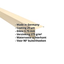Buitenhoek | 115 x 115 mm | Staal 0,75 mm | 25 µm Polyester | 1015 - Licht ivoorkleurig #2