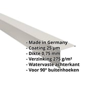 Buitenhoek | 115 x 115 mm | Staal 0,75 mm | 25 µm Polyester | 9002 - Grijswit #2